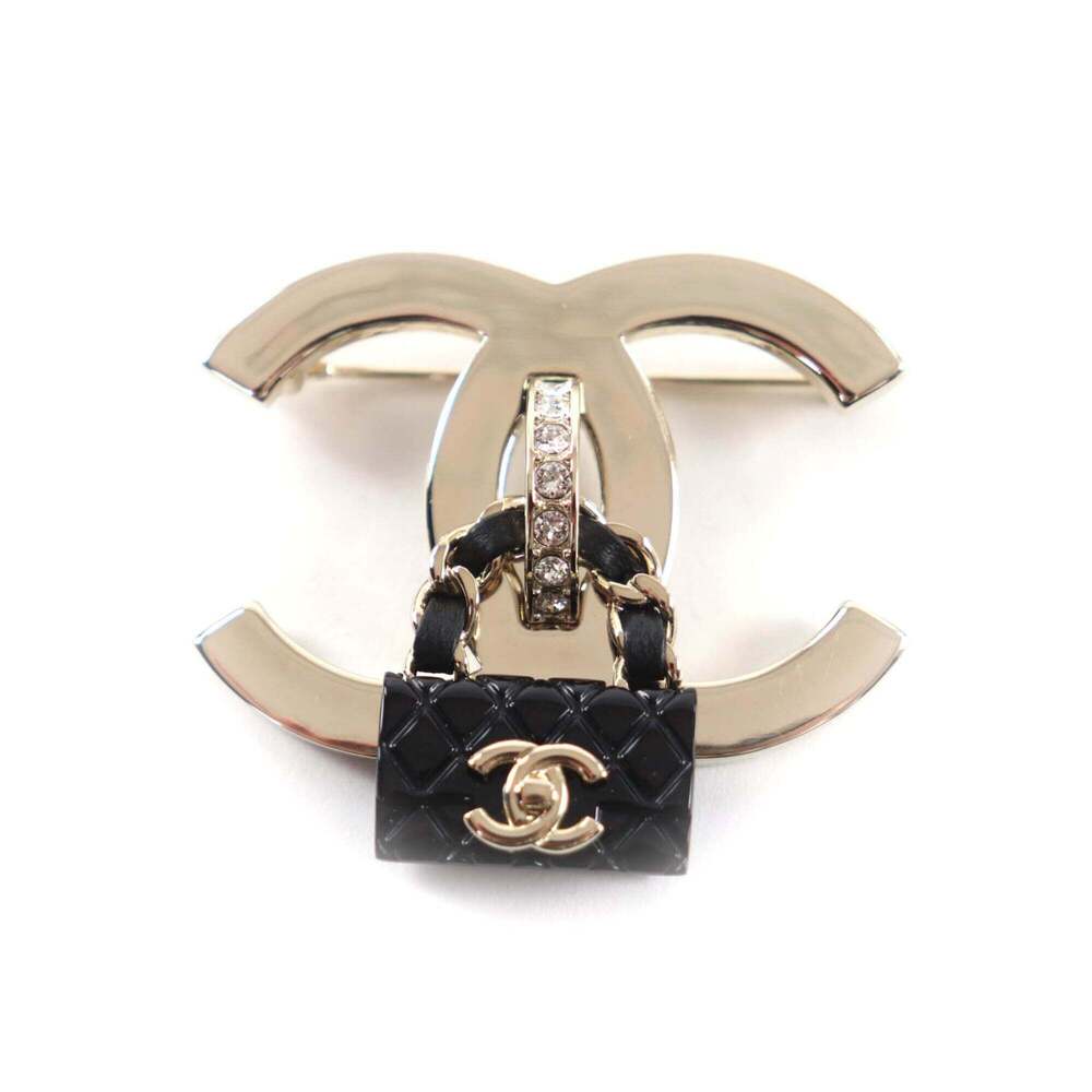 CHANEL Authentic Black Logo Brooch - Picture 1 of 8